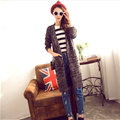 Winter Women Loose Sweater V-Neck Hand Knitted Cardigan Long Sleeved - Black