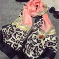 Colorful Leopard Print Scarf Shawls Women Winter Warm Silk Panties 180*100CM - Pink