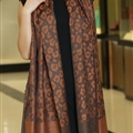 Cute Leopard Print Scarf Shawls Women Winter Warm Silk Panties 185*70CM - Brown