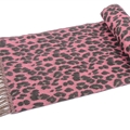Fringed Leopard Print Scarves Wrap Women Winter Warm Acrylic Panties 195*60CM - Pink