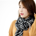 Fringed Zebra Print Scarf Scarves For Women Winter Warm Cotton Panties 190*58CM - Black
