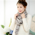 Fringed Zebra Print Scarf Scarves For Women Winter Warm Cotton Panties 190*58CM - Grey