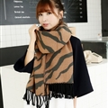 Fringed Zebra Print Scarves Wrap Women Winter Warm Cashmere 230*175CM - Brown