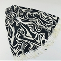 Fringed Zebra Print Scarves Wrap Women Winter Warm Cotton Panties 200*70CM - Black