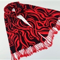 Fringed Zebra Print Scarves Wrap Women Winter Warm Cotton Panties 200*70CM - Red