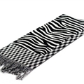 Fringed Zebra Print Women Scarf Bamboo Fiber Warm Scarves Wraps 180*45CM - Black