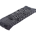 Fringed Zebra Print Women Scarf Bamboo Fiber Warm Scarves Wraps 180*45CM - Grey