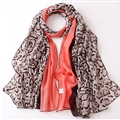Leopard Print Scarf Scarves For Women Winter Warm Cotton Panties 180*90CM - Red