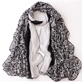 Leopard Print Scarf Scarves For Women Winter Warm Cotton Panties 180*90CM - White