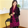Plaid Leopard Print Scarves Wrap Women Winter Warm Cashmere Panties 190*65CM - Rose