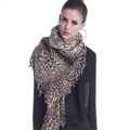 Popular Leopard Print Scarf Shawls Women Winter Warm Wool Panties 180*70CM - Beige