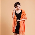 Pretty Bridal Fringed Wool Scarf Shawls Women Winter Warm Solid Panties 200*70CM - Orange