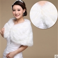 Pretty Bridal Pearl Rabbit Wool Scarf Shawls Women Winter Warm Solid Panties 100*30CM - White