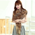 Pretty Fringed Leopard Print Scarf Shawls Women Winter Warm Chiffon Cotton 186*63CM - Brown