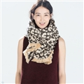Pretty Leopard Print Scarf Shawls Women Winter Warm Cashmere Panties 190*70CM - Beige