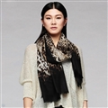 Quality Leopard Print Scarf Shawls Women Winter Warm Wool Panties 200*70CM - Brown