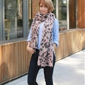 Quality Leopard Print Scarf Shawls Women Winter Warm Wool Panties 221*50CM - Pink