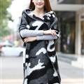 Unique Camo Print Scarf Shawls Women Winter Warm Wool Panties 210*40CM - Black