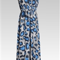 Classy Dresses Summer Girls Chiffon Printed Leopard Print Long - Blue