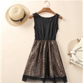 Cute Dresses Summer Ladies Leopard Print Short House Lace - Brown