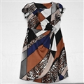 Dresses Summer Girls Silk Printed Leopard Print Geometric Patterns Plus Size - Blue