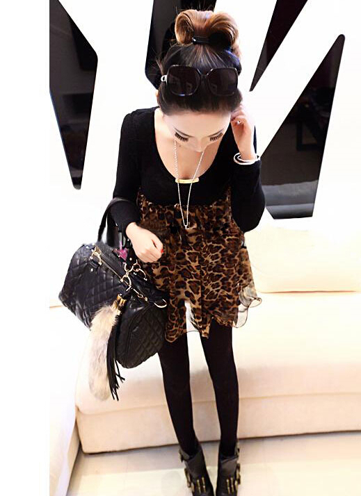 Buy Wholesale Fashion Dresses Ladies Leopard Print Chiffon Cotton ...