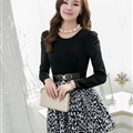 Fashion Dresses Spring Ladies Leopard Print Tunic Printed Lace Plus Size - Black