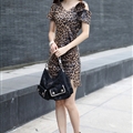 Fashion Dresses Summer Ladies Leopard Print Tunic Classy Short Knitted - Brown