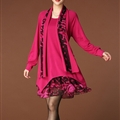 Fashion Dresses Winter Ladies Leopard Print Chiffon Plus Size Knitted Scarf - Rose