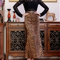 Fashion Dresses Winter Ladies Leopard Print Sexy Long Semi - Brown