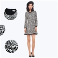 Funky Dresses Winter Ladies Leopard Print Printed Long Sleeved - White Black