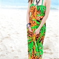 Sexy Dresses Summer Girls Strapless Printed Leopard Print Floor Length - Orange