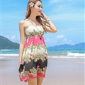 Sweet Dresses Summer Girls Affordable Floral Bohemian Coast Chiffon - Beige Rose