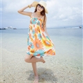 Sweet Dresses Summer Girls Affordable Floral Bohemian Coast Chiffon - Orange