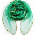 Cheap Sheer Beaded Scarf Shawls Women Winter Warm Chiffon Solid 180*110CM - Dark Green