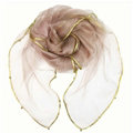 Cheap Sheer Beaded Scarf Shawls Women Winter Warm Chiffon Solid 180*110CM - Pink