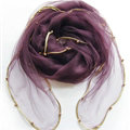 Cheap Sheer Beaded Scarf Shawls Women Winter Warm Chiffon Solid 180*110CM - Purple