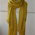 Classic Beaded Scarf Scarves For Women Winter Warm Cotton Panties 215*85CM - Yellow