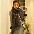 Classic Fringed Beaded Scarf Scarves For Women Winter Warm Cotton Panties 183*66CM - Grey