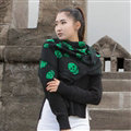 Classic Skull Scarf Shawls Women Winter Warm Wool Panties 100*100CM - Green