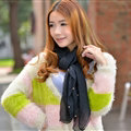 Cool Beaded Women Scarf Shawls Winter Warm Polyester Solid Scarves 180*70CM - Black