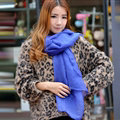 Cool Beaded Women Scarf Shawls Winter Warm Polyester Solid Scarves 180*70CM - Blue