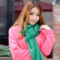Cool Beaded Women Scarf Shawls Winter Warm Polyester Solid Scarves 180*70CM - Green