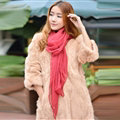 Cool Beaded Women Scarf Shawls Winter Warm Polyester Solid Scarves 180*70CM - Red