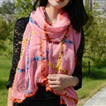 Cool Crystal Skull Women Scarf Shawls Winter Warm Polyester Scarves 196*72CM - Pink
