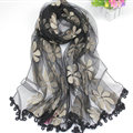 Cool Floral Lace Women Scarf Shawls Winter Warm Polyester Scarves 195*69CM - Black