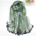 Cool Floral Lace Women Scarf Shawls Winter Warm Polyester Scarves 195*69CM - Green