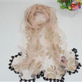 Cool Floral Lace Women Scarf Shawls Winter Warm Polyester Scarves 195*69CM - Pink