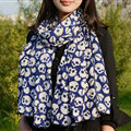 Cool Skull Women Scarf Shawls Winter Warm Polyester Scarves 170*70CM - Blue