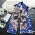Cooling Skull Scarves Wrap Women Winter Warm Cashmere Panties 180*65CM - Blue